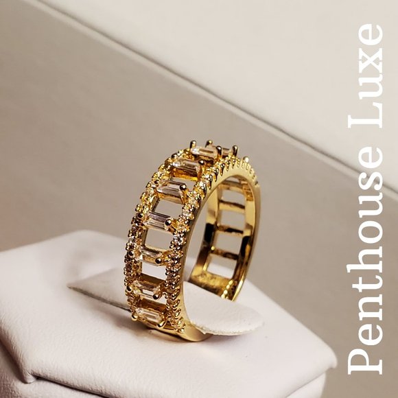 FINAL RESTOCK!! 14k Gold Plated White Sapphire Sterling Column Ring - Picture 3 of 7